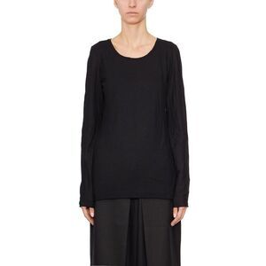 STUDIO B3 Women's Long Sleeve Scoop Neck Top Women BLACK T-Shirts & Tops